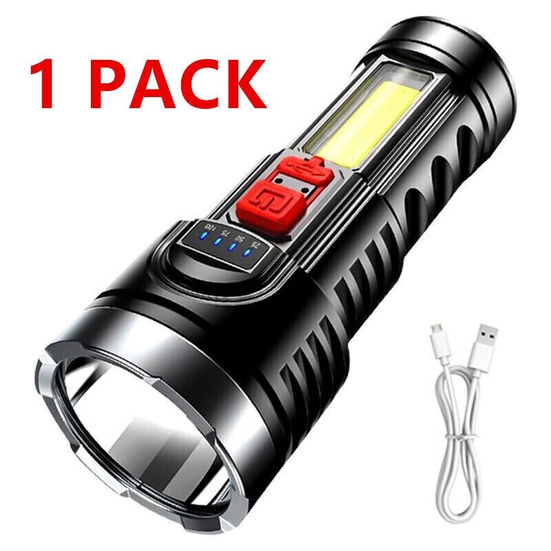 55W Super Bright 5500LM COB Flashlight 4 Modes USB Rechargeable Spotlight