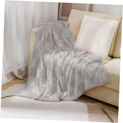 Checkered Blanket Throw Soft Knit Blanket with 50
