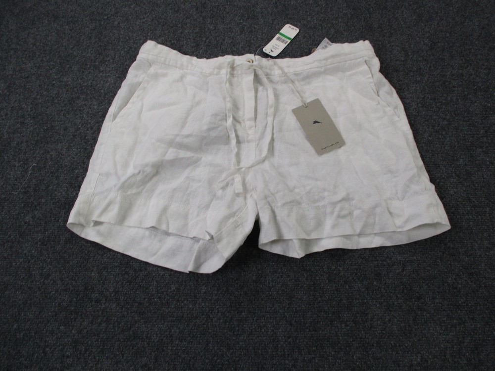 Tommy Bahama Shorts Womens L White Linen Palmbray Lightweight Beach Casual NEW