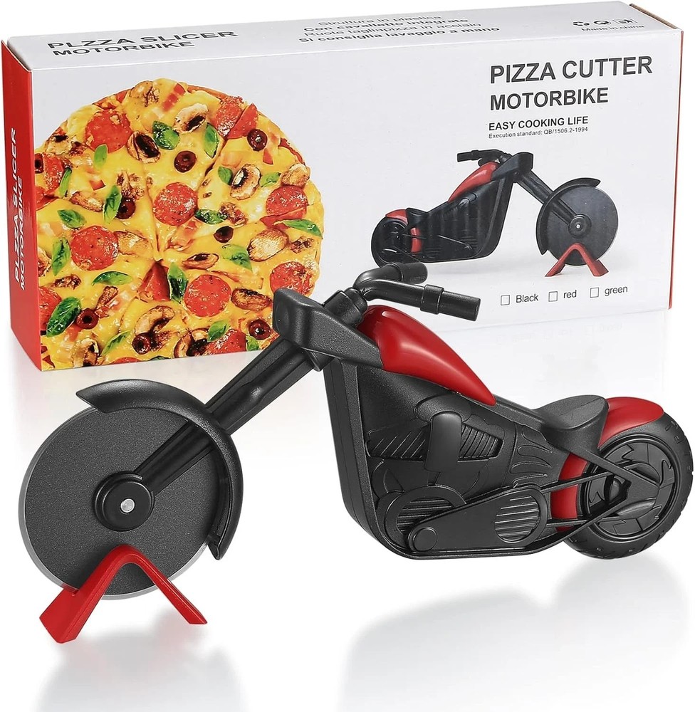 Motorcycle pizza cutter, stainless steel pizza cutter two wheels, novelty motorc