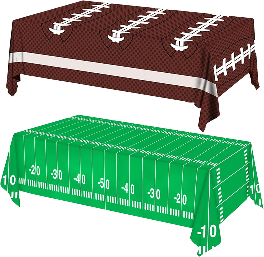 Football Party Tablecloths - 2 Pack for Super Bowl & Tailgate Events