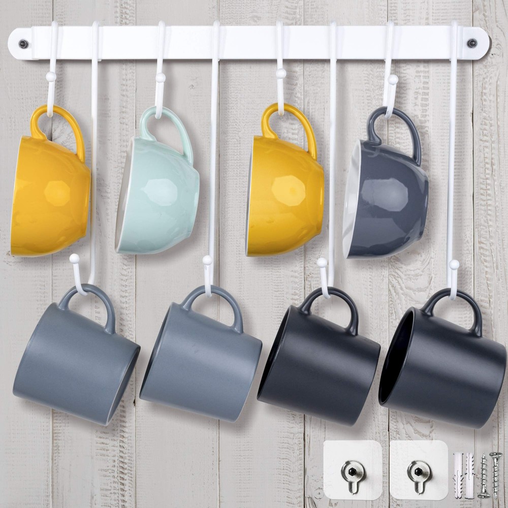 Coffee Mug Rack Form Handforged Cup Holder 17/ White Coffee Mug Hangers With