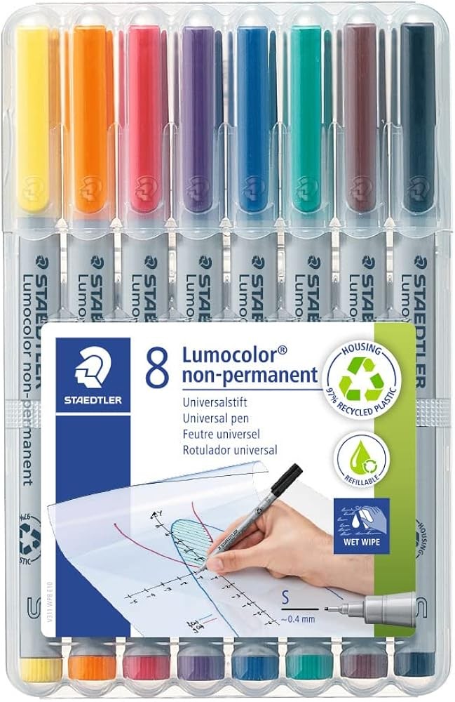 Staedtler Lumograph Wet Erase Markers Low Odor Non-Permanent Colored Pens