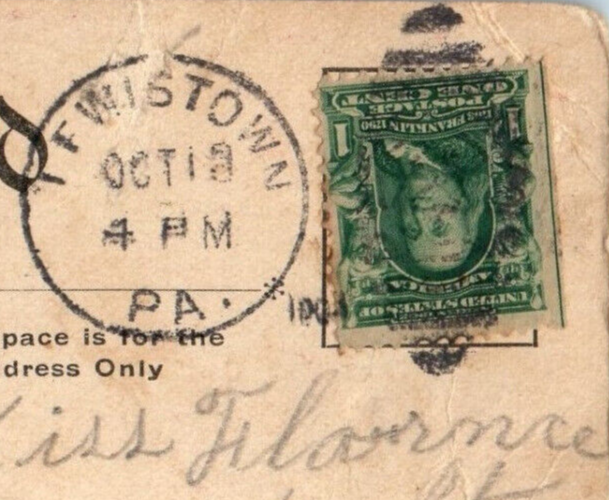 c1920's Purple Flower Leaves Lewiston Pennsylvania PA Antique Posted Postcard