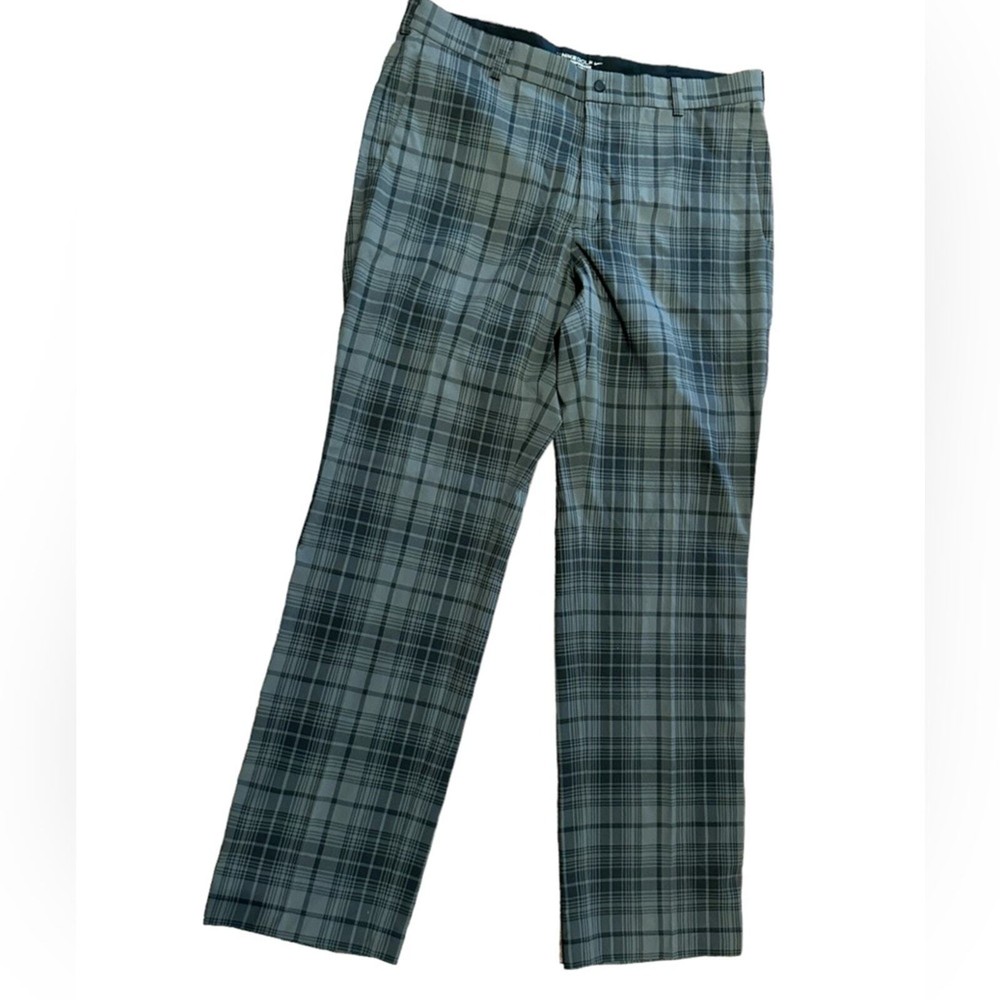 Nike Golf Tour Performance Mens 36 x 34 Black and Gray Plaid Dri-Fit Pants