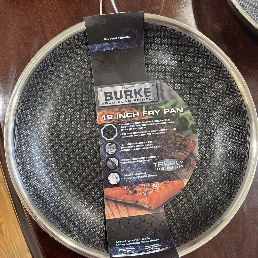 David Burke Geo Clad 12-Inch Fry Sauté Pan with Laser Etched Geometric Design