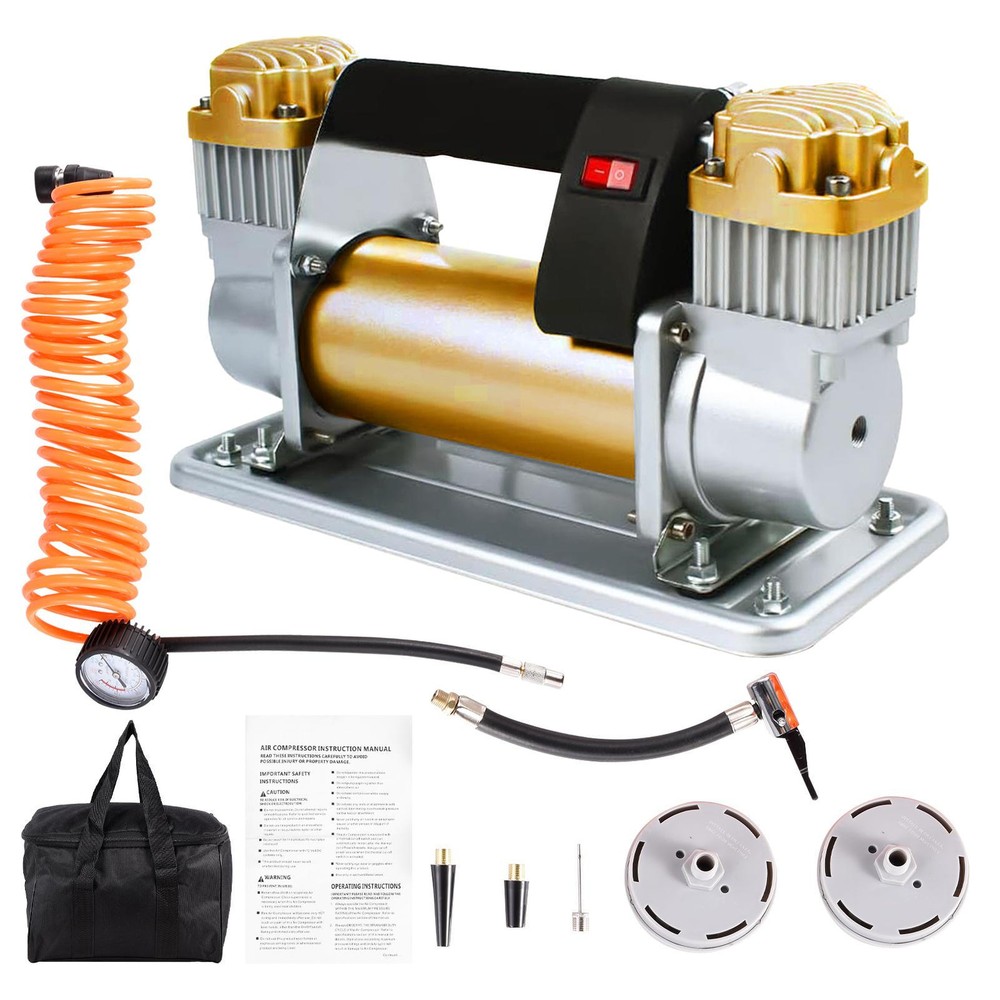 Heavy Duty Double Cylinder 12V Car Air Compressor Tyre Auto Tire Inflator Pump