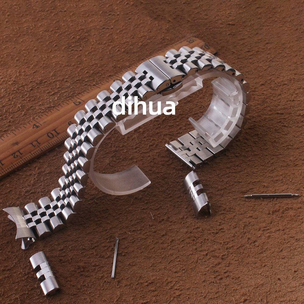 Unisex 12mm-24mm Silver Jubilee Metal Bracelet Stainless Steel Watch Band Strap