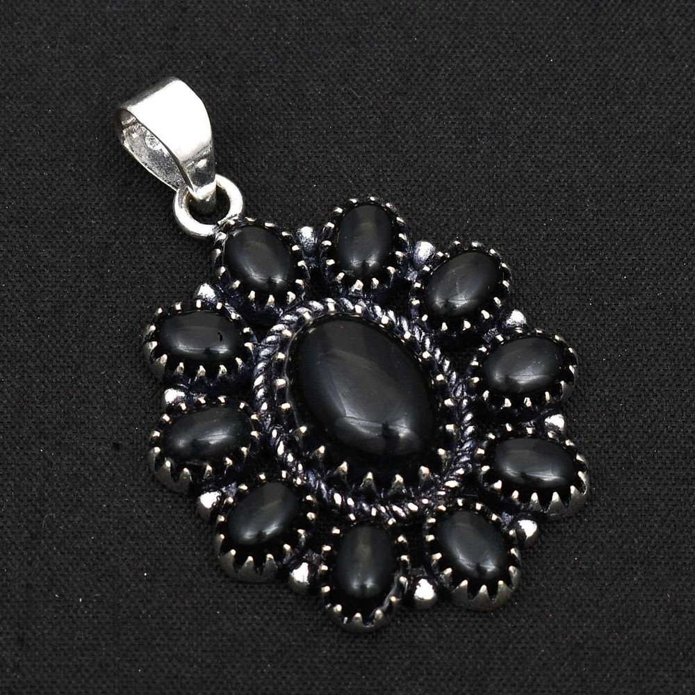Black Onyx Gemstone Handmade Ethnic Pendant Jewelry Gift For Her 1.88 Inches AP 76269