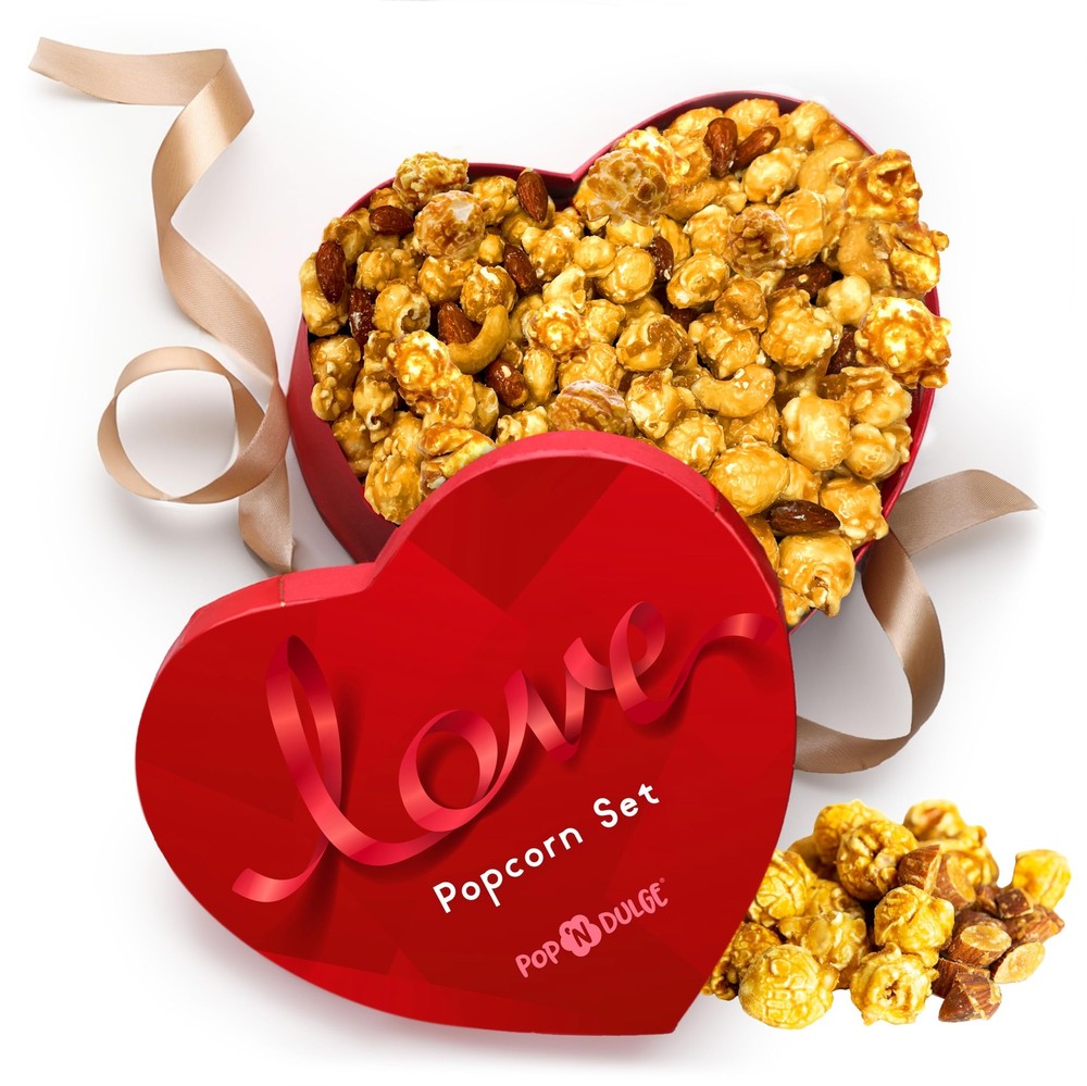 Valentines Day Gift Basket Gluten-Free Heart-Shaped Popcorn or Candied Nuts new-image