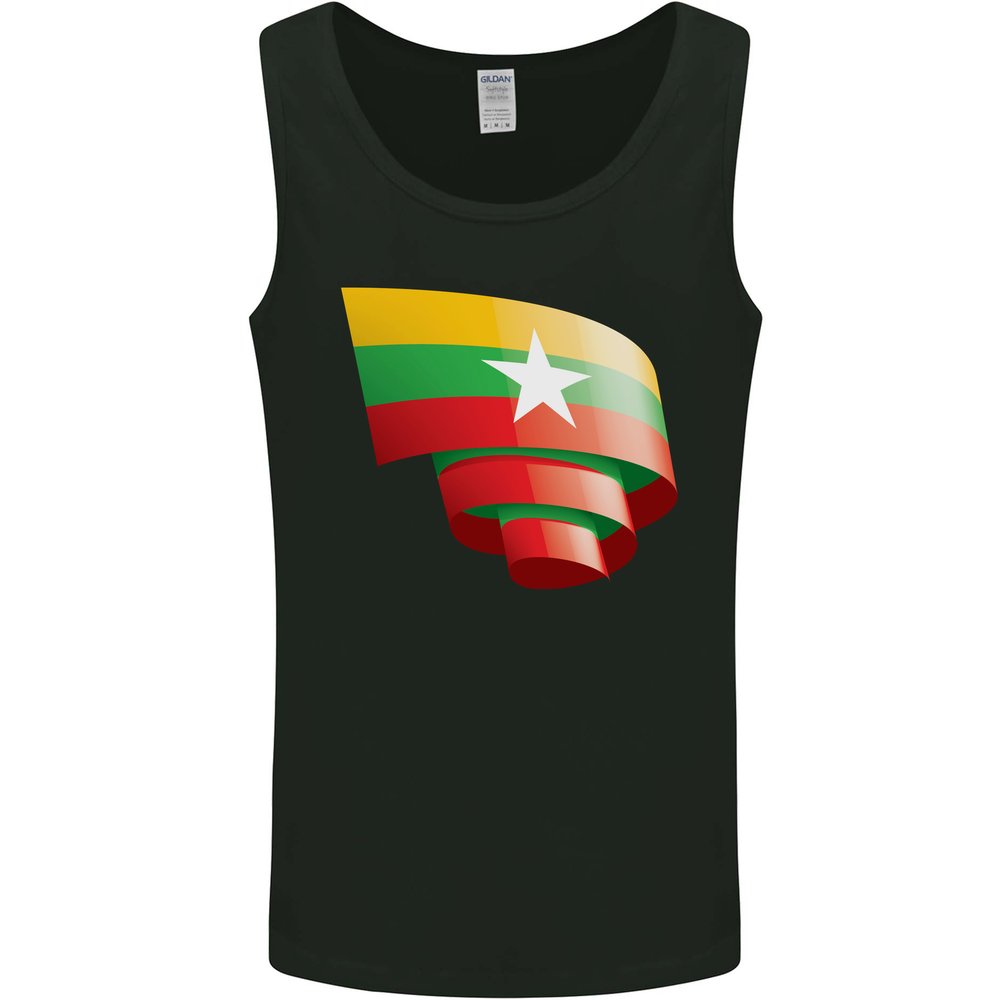 Curled Myanmar Flag Burmese Day Football Mens Vest Tank Top