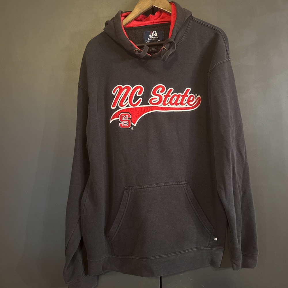 Vintage NC State Wolfpack Faded Black Hoodie Mens Large J America NCAA College Apparel