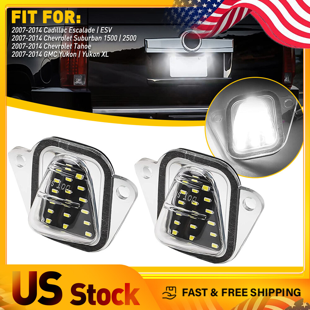 For 2007-2014 Suburban Tahoe Yukon Escalade ESV LED License Plate Lights Tag 2pc