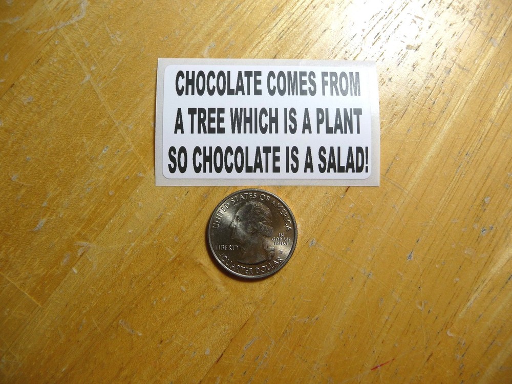 Chocolate Plant Salad Lover Sticker Decal - Bulk Pack 1-50