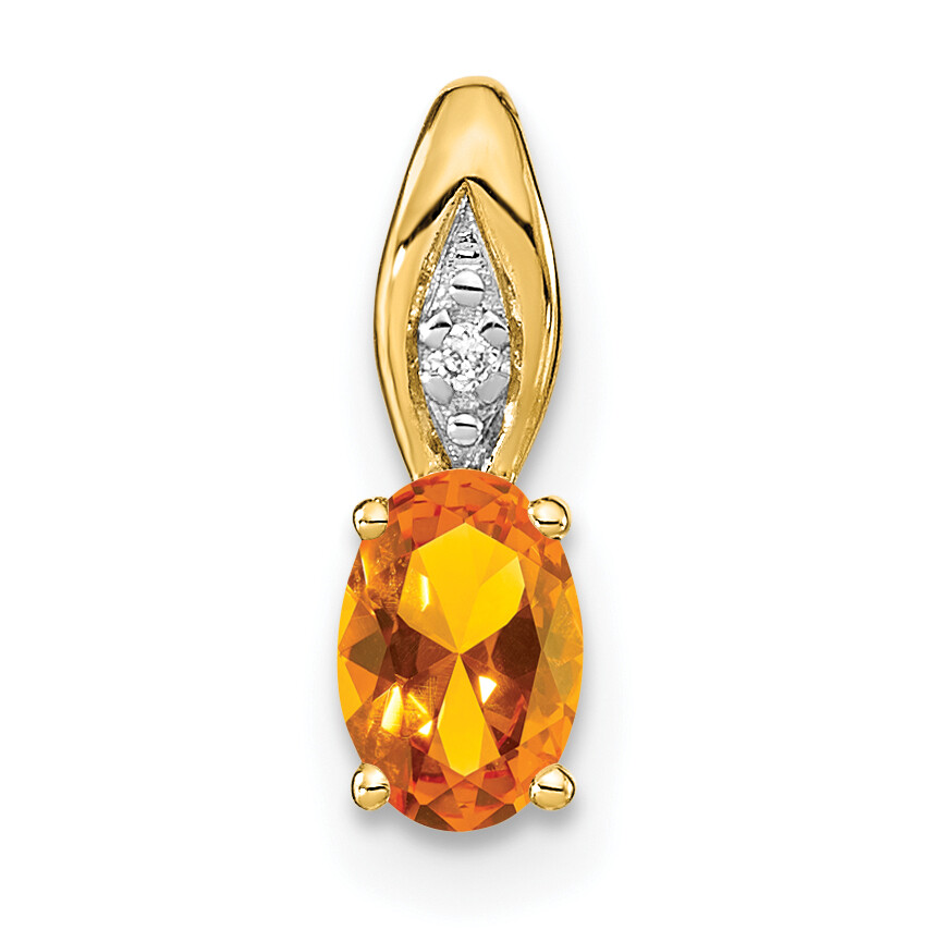 14k Yellow Gold Citrine Diamond Pendant by Avariah