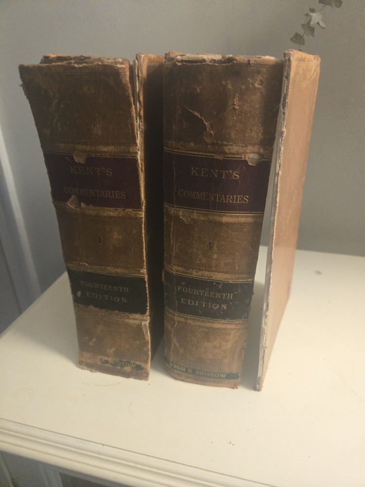 Kents Commentaries 14th Ed 1896 VOL 1+4 w/Letter of Provenance ANTIQUARIAN BOOKS