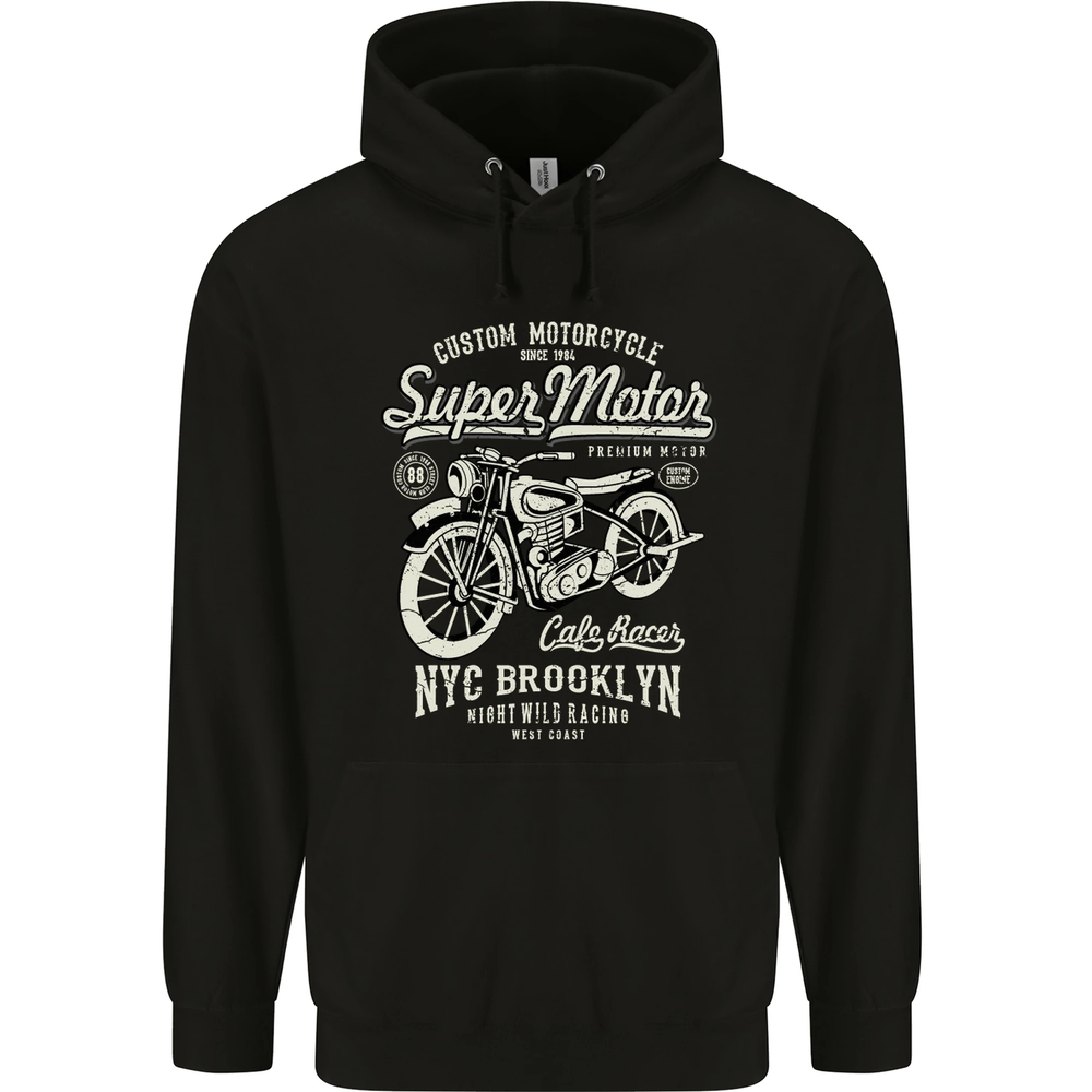 Super Motor Cafe Racer Motorcycle Biker Mens 80% Cotton Hoodie