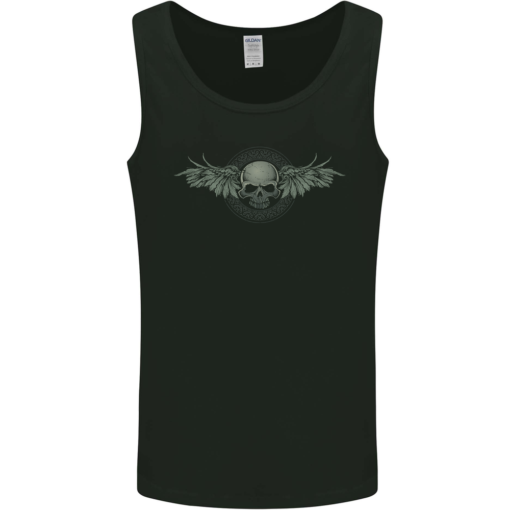 A Tribal Skull With Wings Gothic Goth Rock Music Mens Vest Tank Top