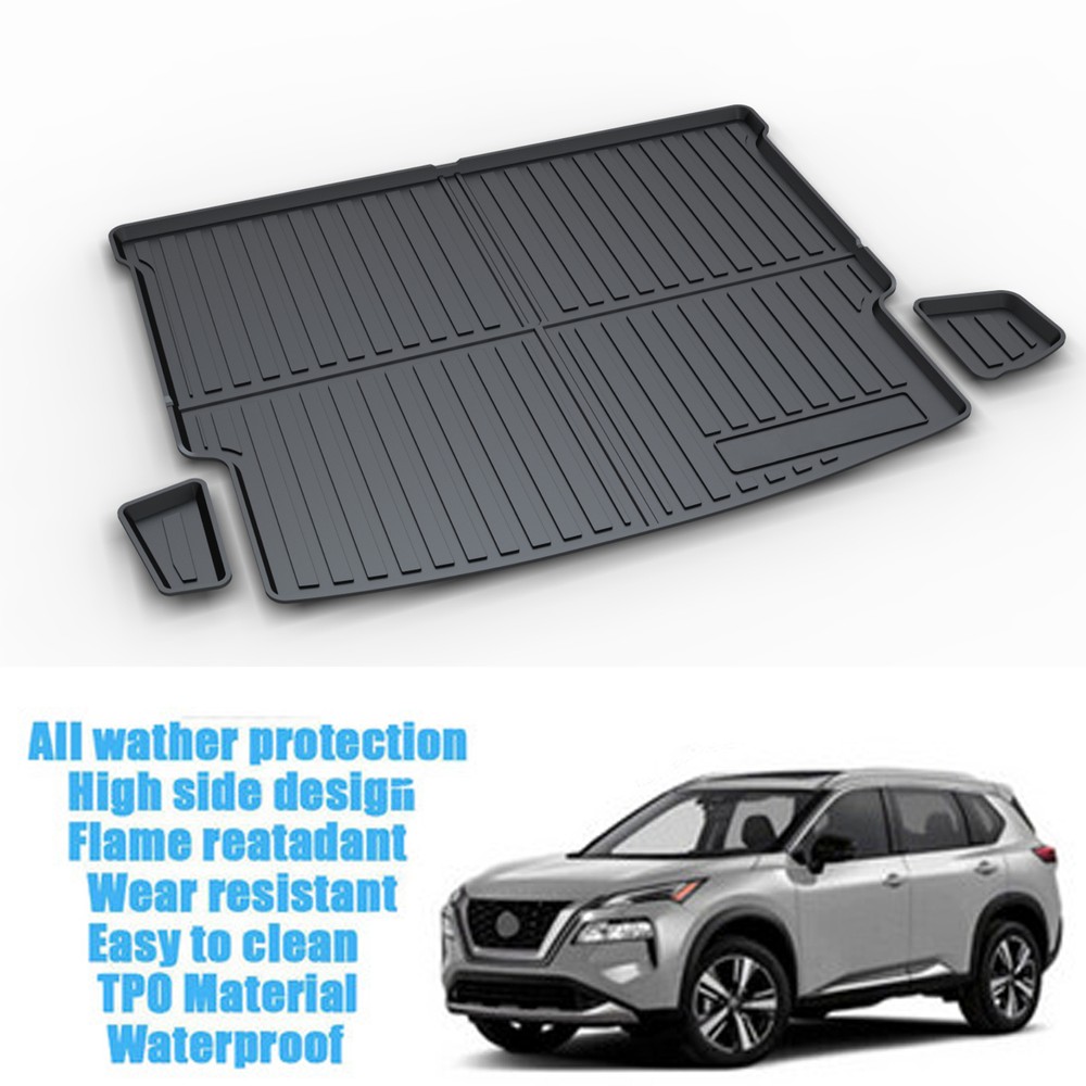 Nissan Rogue 2021-2025 Rear Black Cargo Trunk Tray Liner Floor Mat