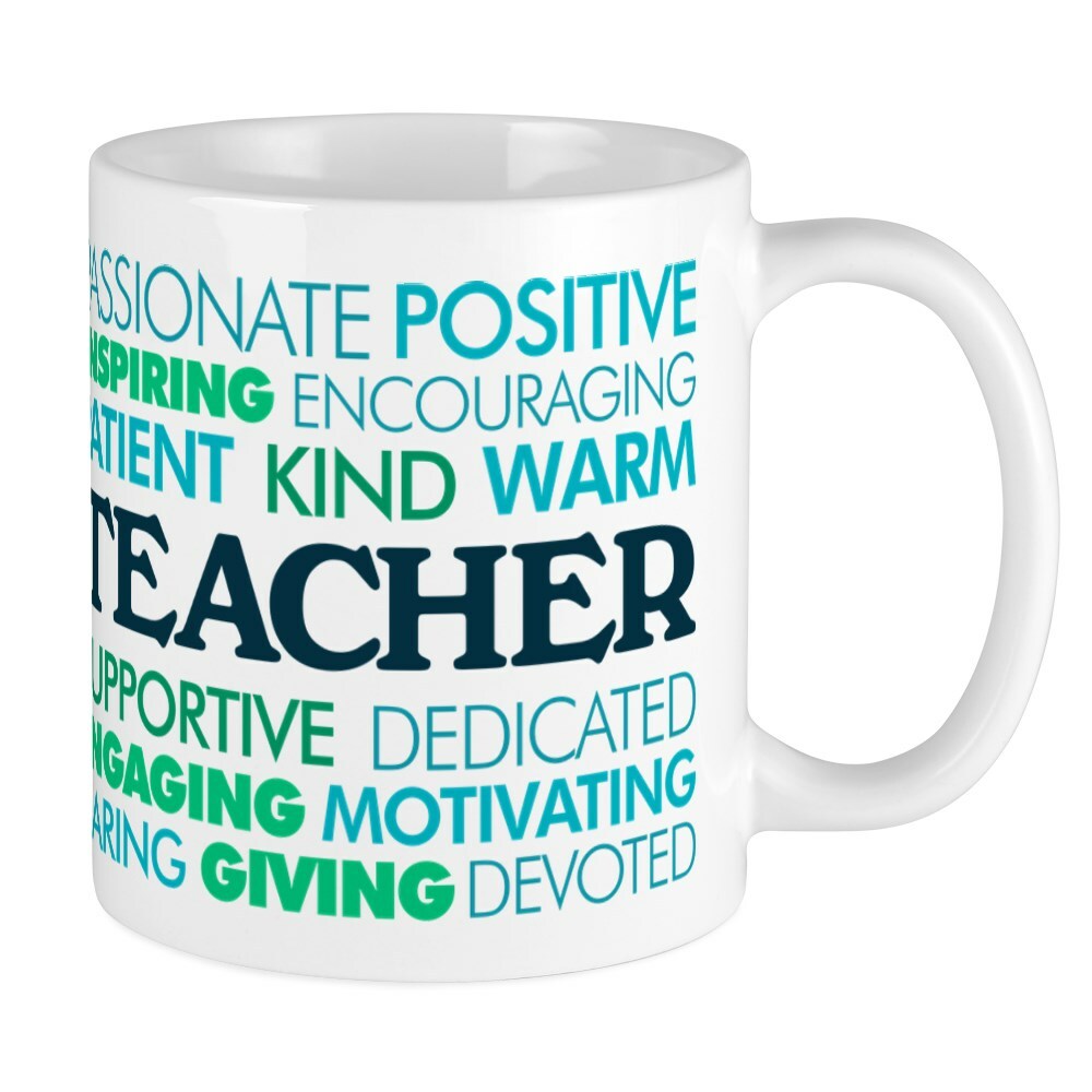 CafePress Teacher Word Cloud 11 oz Ceramic Mug (195394660)