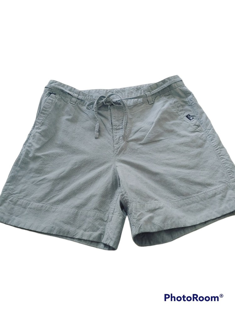 North Face Womens Grey White Pin Stripe Linen Cotton Shorts Size 8