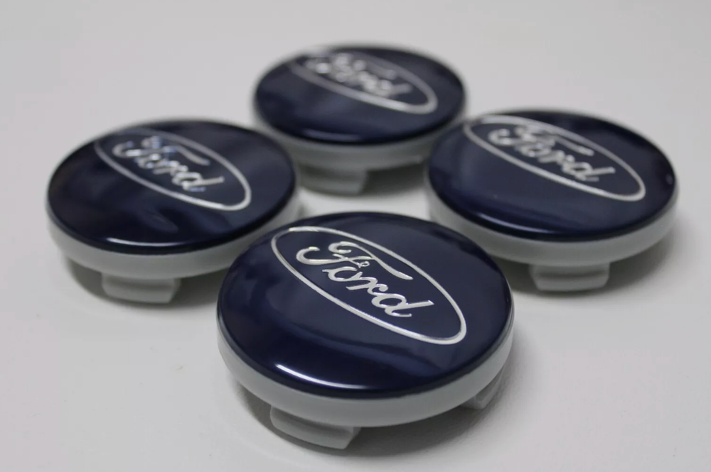 NEW 13-20 FORD BLUE 54MM CENTER CAP WHEEL HUB SET FOCUS ESCAPE FUSION EDGE