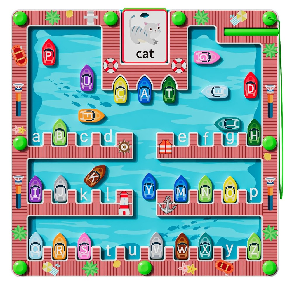 Magnetic Alphabet Maze Board for Toddlers - Montessori Learning Puzzle Toy