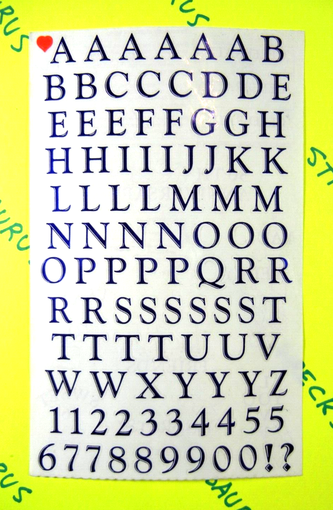 Vintage Mrs. Grossmans Metallic Blue Alphabet Letters & Numbers Sticker Sheet