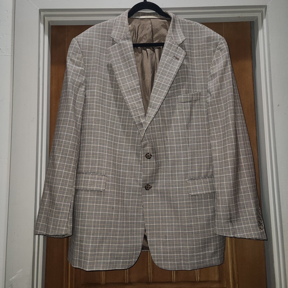 VTG Mens Burberry Checked  Blazer/sports Coat  100 % Wool 46 R Made In  USA
