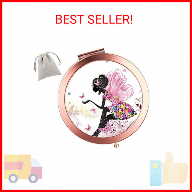 Dynippy Compact Mirror Rose Gold Makeup Mirror Folding Mini Pocket Mirror Portab