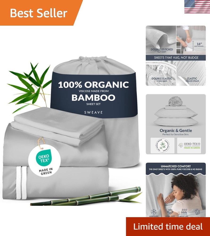 Organic Viscose Bamboo King Sheet Set - Cool Soft Breathable Durable