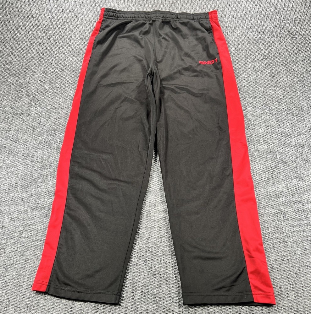 Vintage AND1 Pants Men XL Black Red Y2K Logo Embroidery Sweatpants Basketball