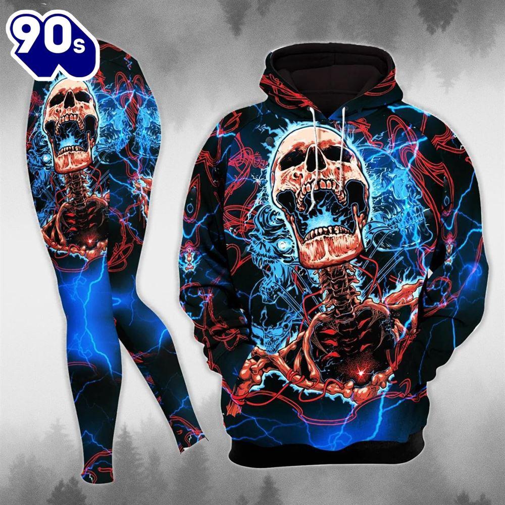 Blue Thunder Skeleton Combo Hoodie And Leggings - Musicdope90s