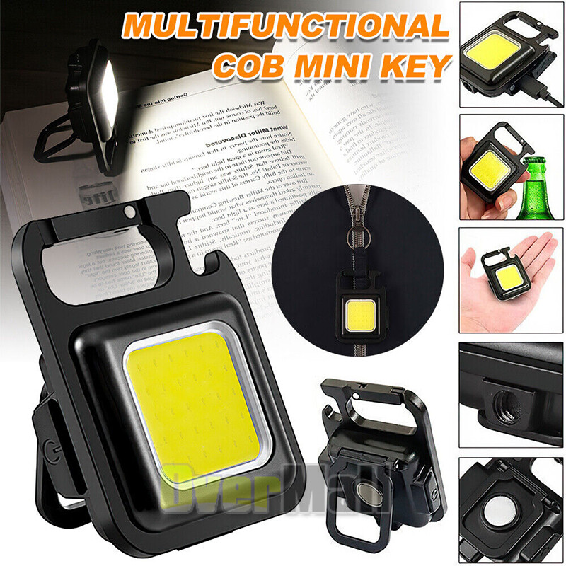 Portable USB Rechargeable LED COB Keychain Flashlight Work Torch Lamp Light
