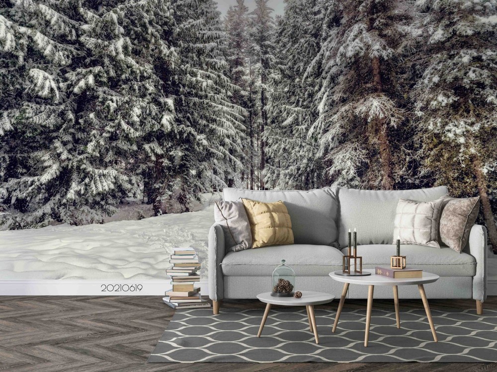 3D Forest Snow Winter Landscape Wall Murals Wallpaper Murals Wall Sticker
