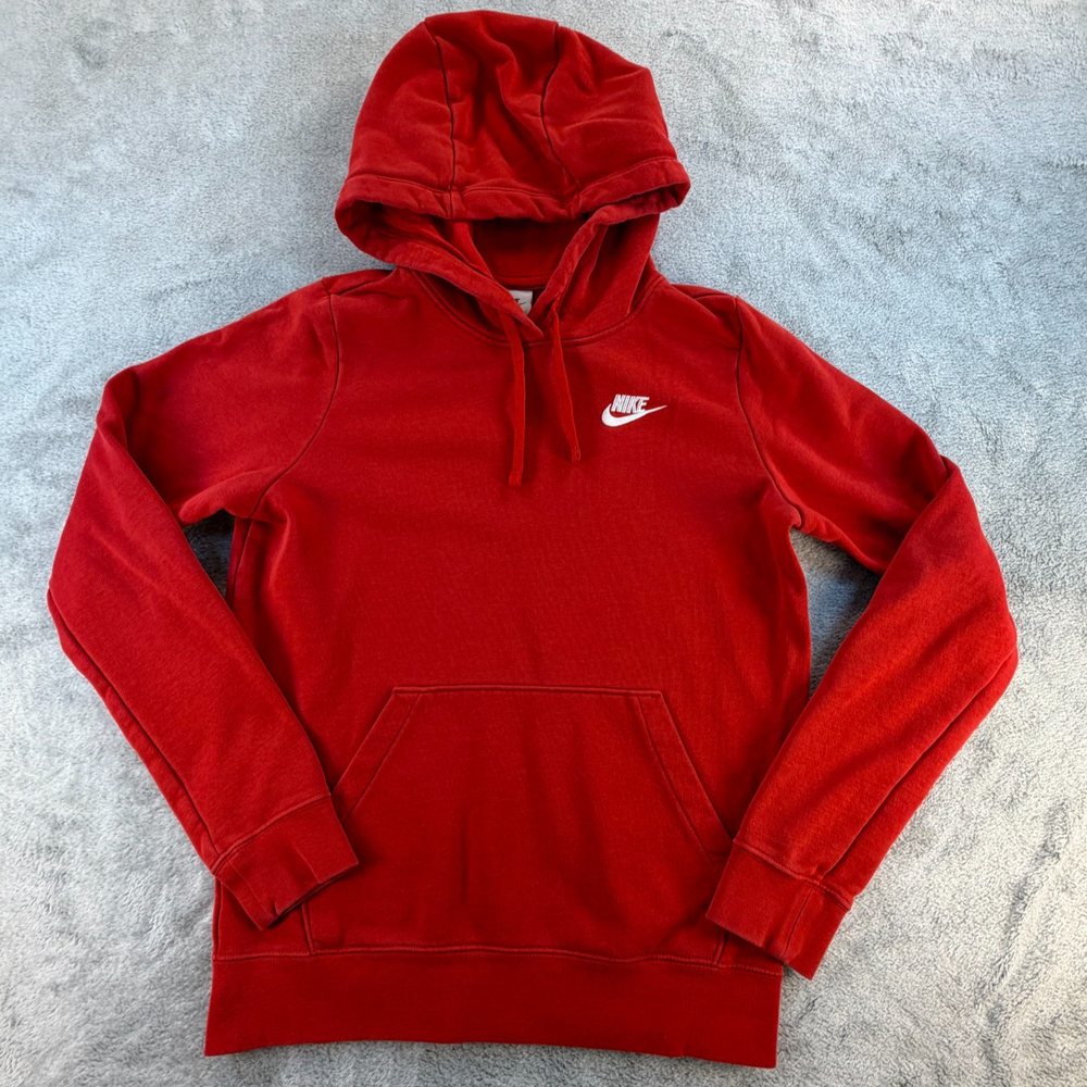 Nike Hoodie Women’s XS Pullover Fleece Sweatshirt Red Swoosh Logo
