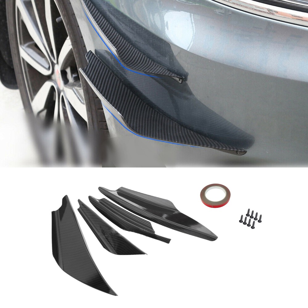 Universal Car Front Bumper Lip Spoiler Canard Splitter in Carbon Fiber Look