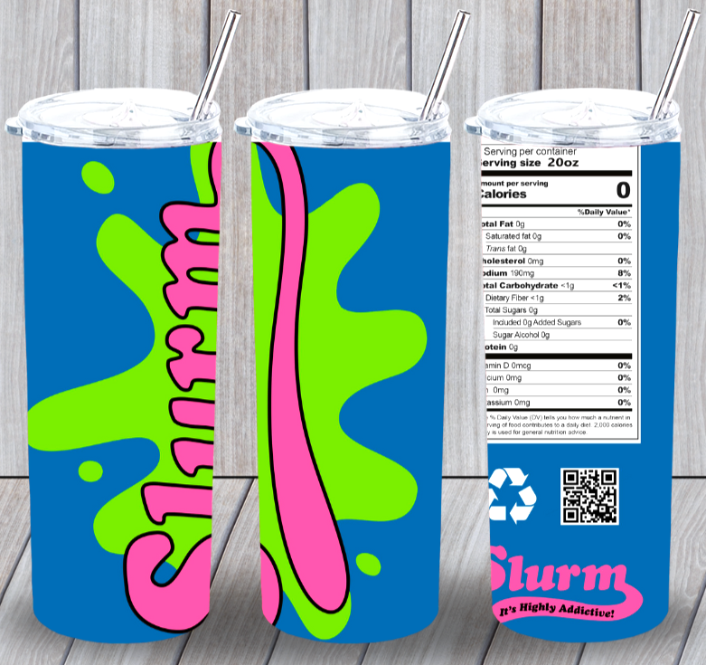 Slurm Multicolor 20oz Insulated Tumbler Lid Plastic Straw New