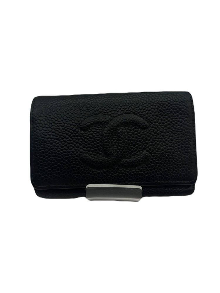 CHANEL Black Leather Key Wallet with 6 Hooks Pre-Owned E1129-4