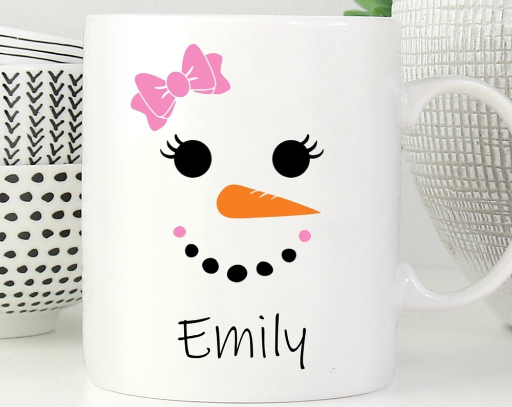 Personalized Snowman Girl Mug Cute Christmas Gift Idea