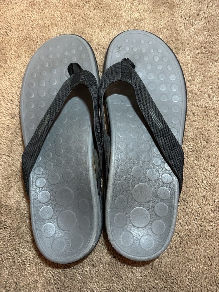 Vionic Wave Gray Black Flip Flop Sandals with Arch Support