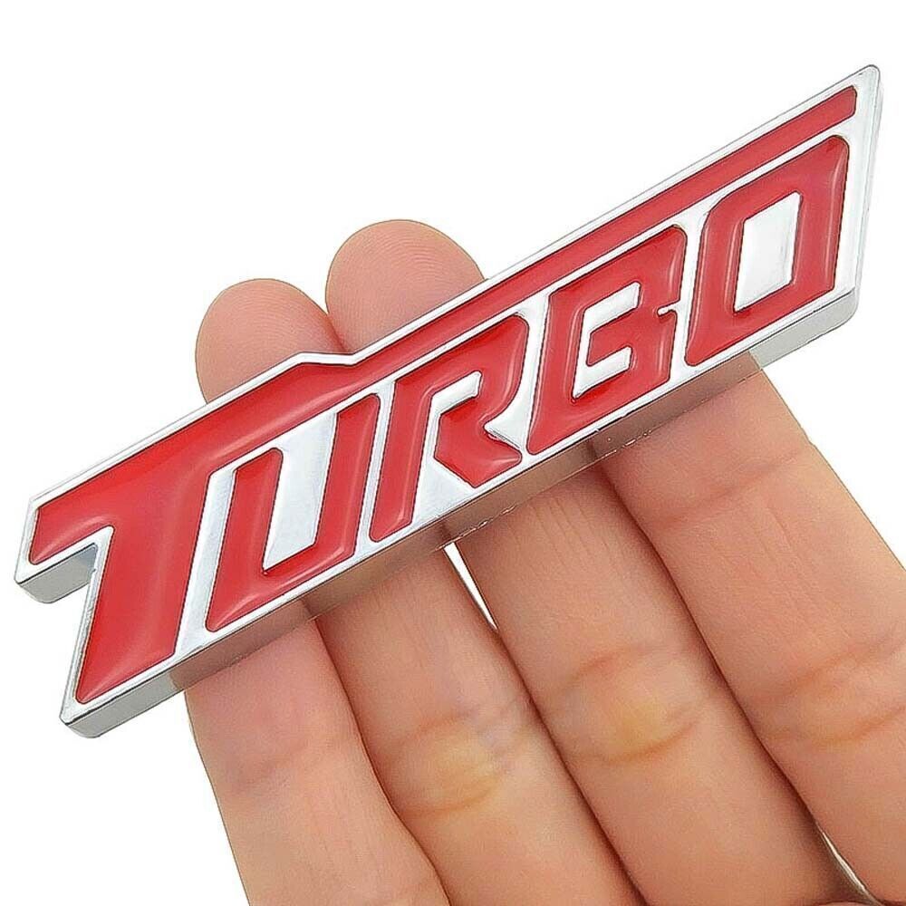 Red 3D Sticker TURBO Logo Metal Emblem Badge Decal Auto Car Exterior Accessories