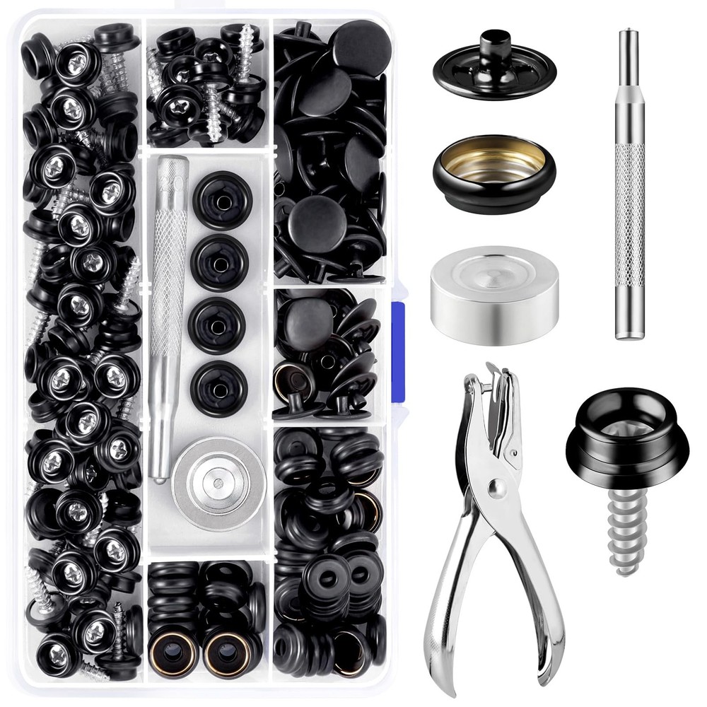 150pc Fastener Button Snap Press Stud Kit Stainless Steel Marine Boat Canvas Set