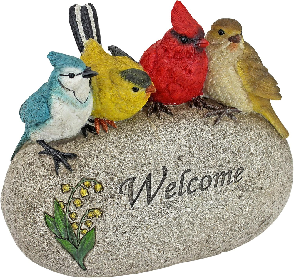 Birdy Welcome Garden Stone Statue: Medium