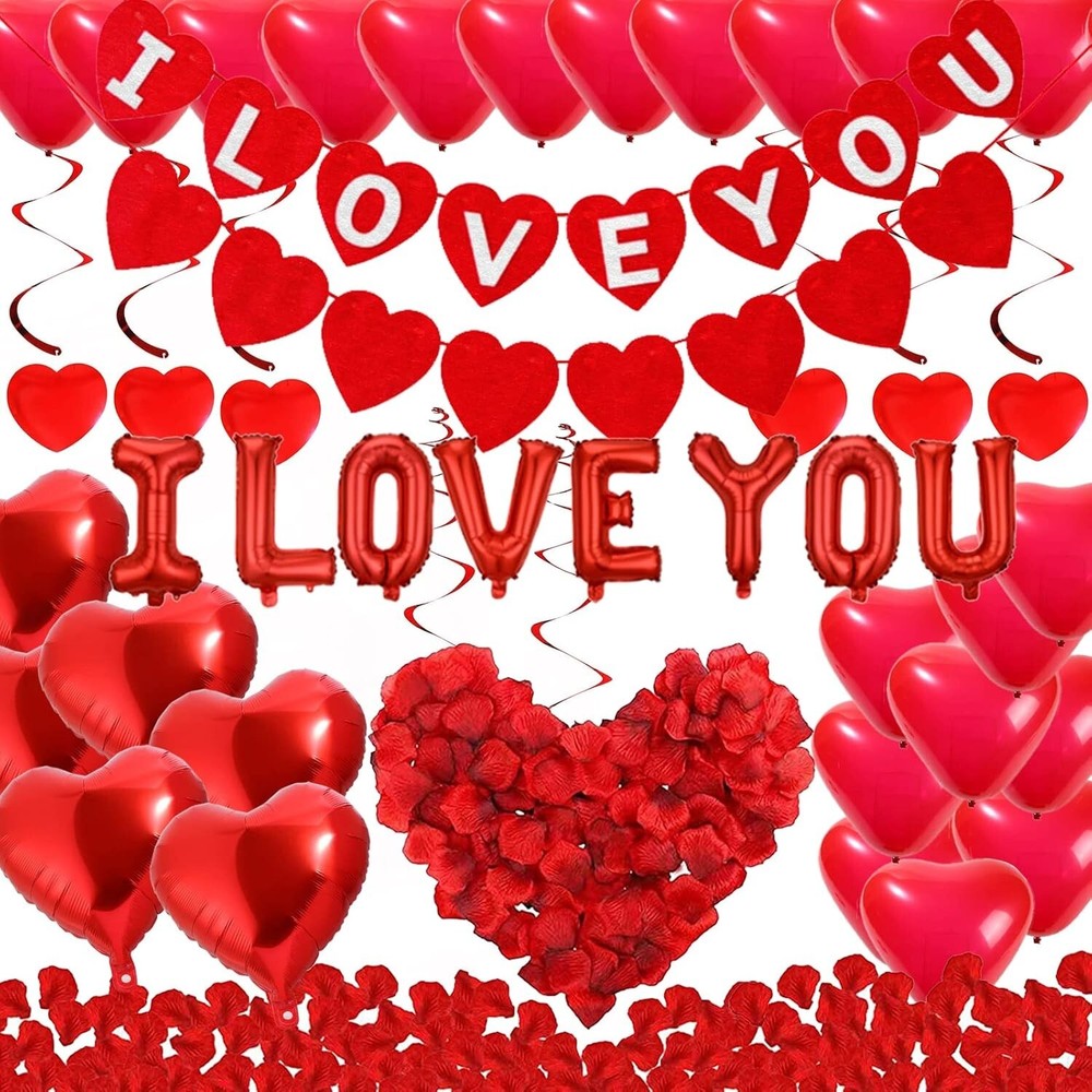Corazones Rojos Te Amo Decoración Aniversario Globos Set