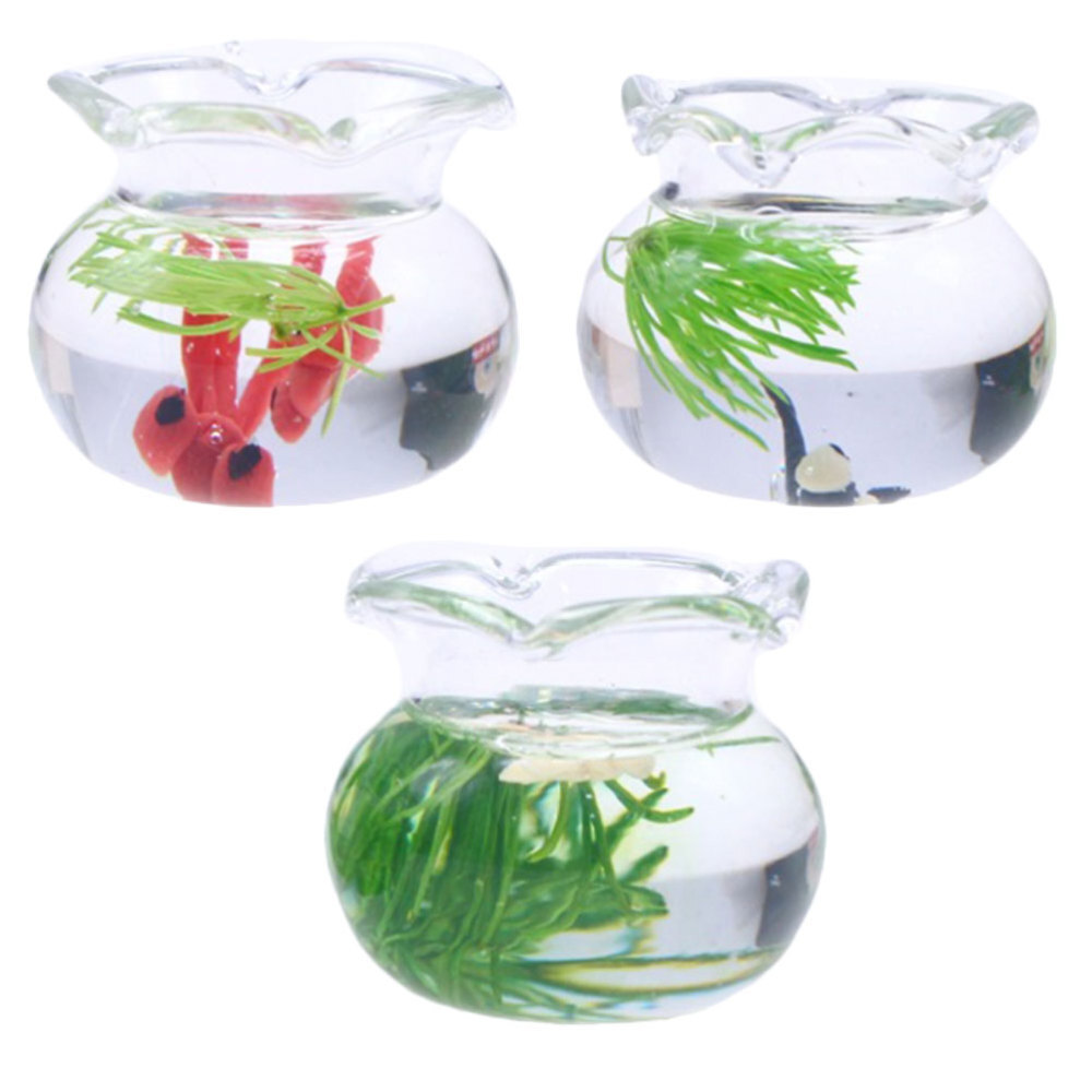 3 Mini Aquarium Decor Micro Landscape Models Fake Fish Bowl