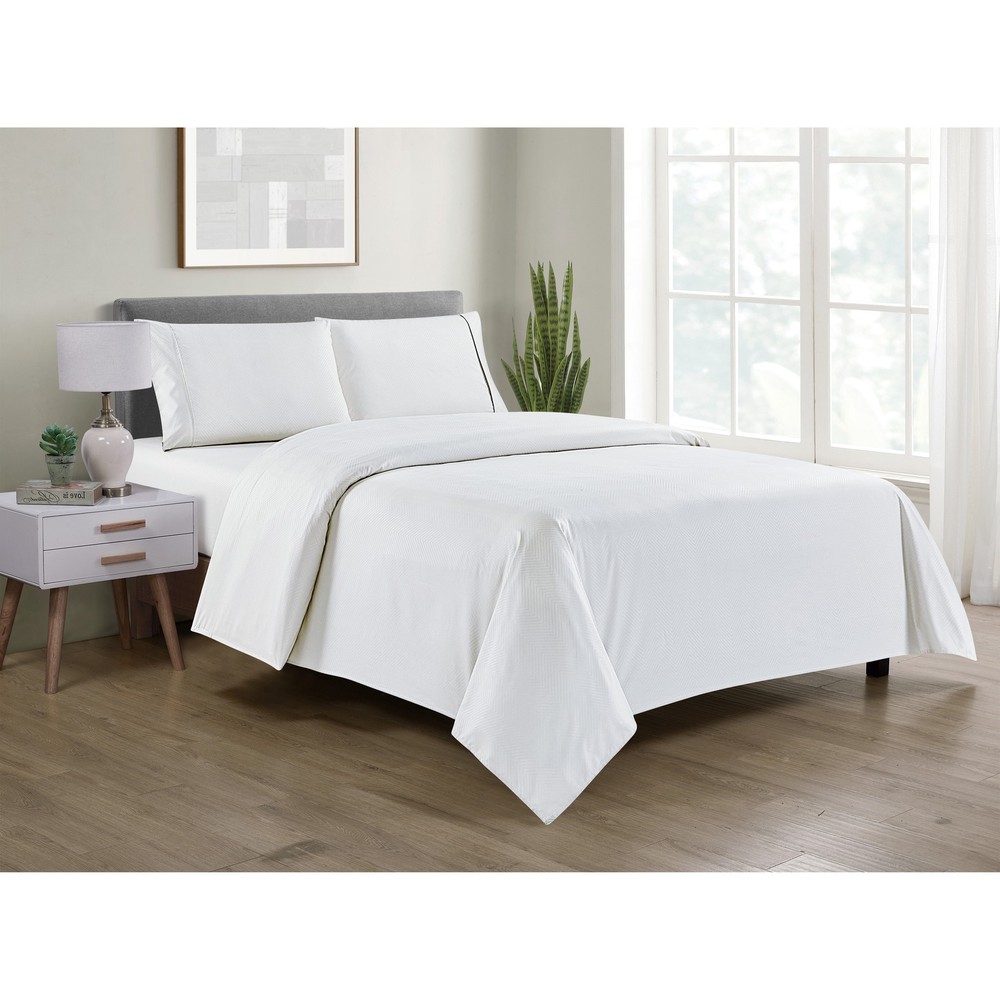 Bamboo Rayon 4-Piece Chevron Embossed Luxury Sheet Set