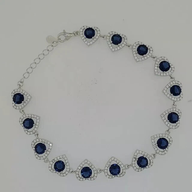 5Ct Lab-Created Sapphire Tennis Bracelet in 14K White Gold