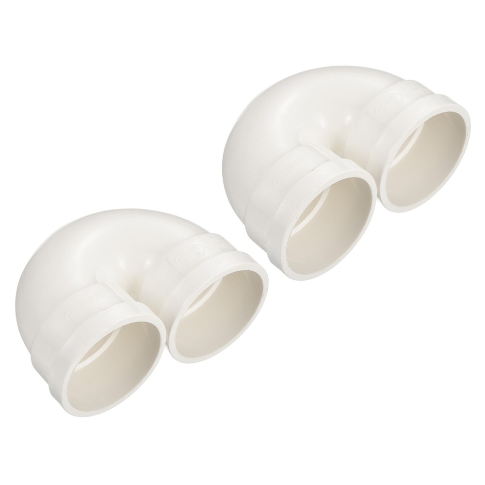 2 Pcs Elbow Pipe Fitting,  P-Trap Union Joint U-Shaped Connector(White, 50mm ID)