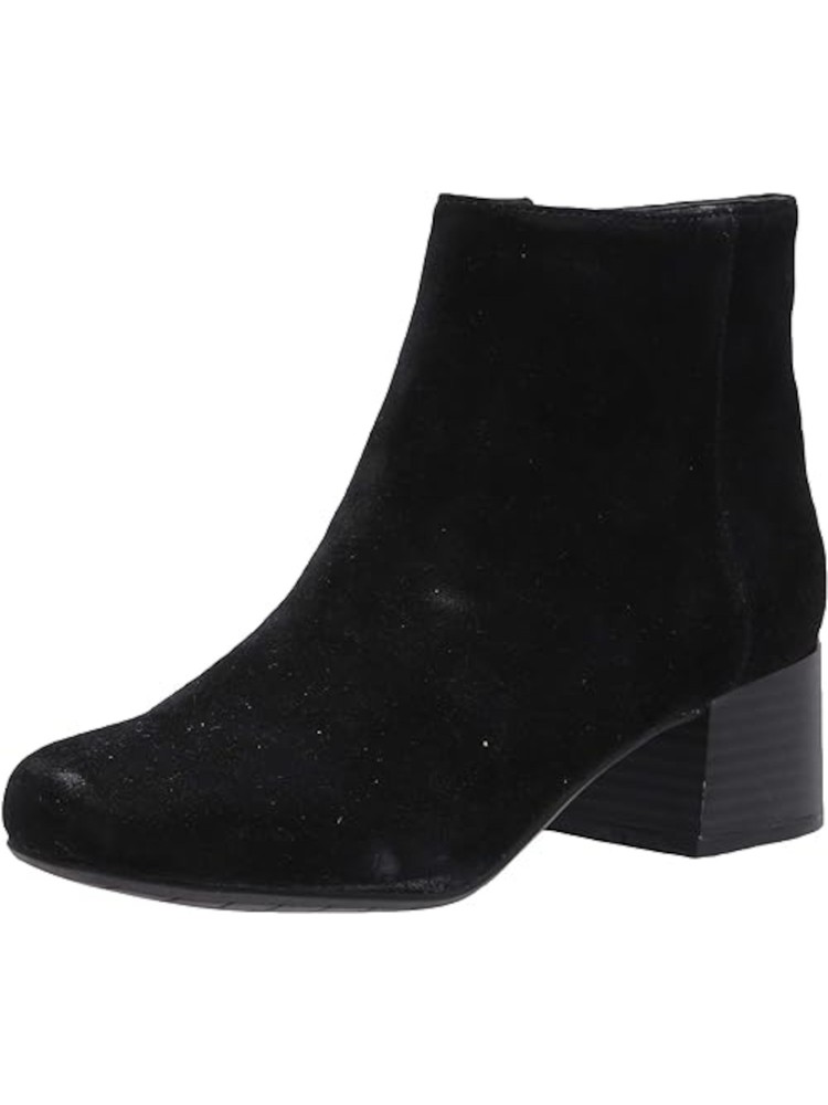 KENNETH COLE Womens Black Road Stop Round Toe Block Heel Leather Booties 7